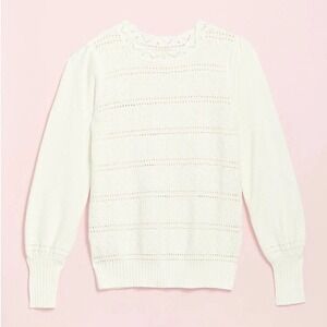 LOFT Cream Open-Knit Long Sleeve Sweater